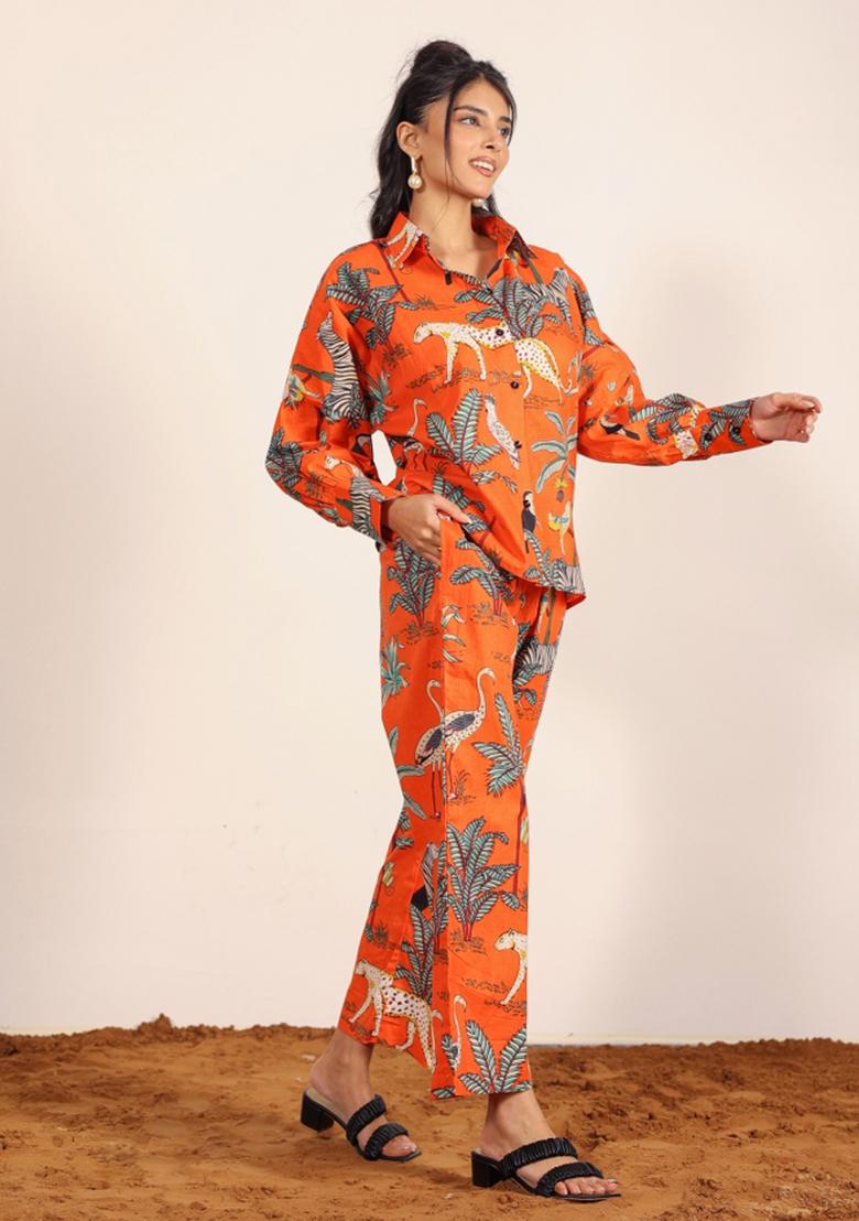 Multi Color Printed  Cotton Co Ord Set