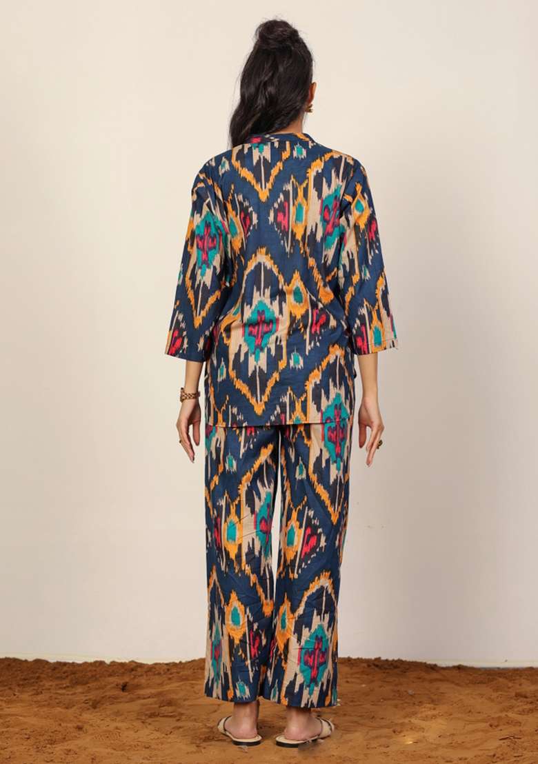 Multi Printed  Cotton Co Ord Set - Indya