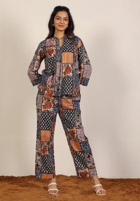 Black And Multi Printed  Cotton Co Ord Set