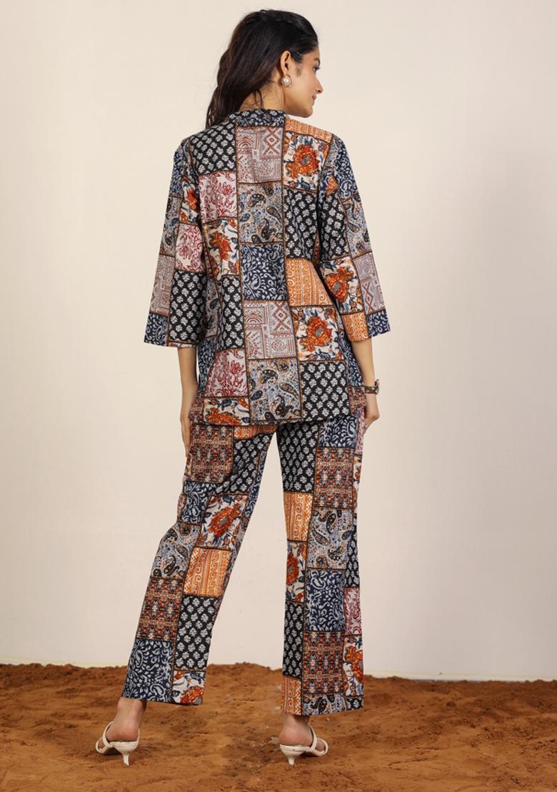 Black And Multi Printed  Cotton Co Ord Set