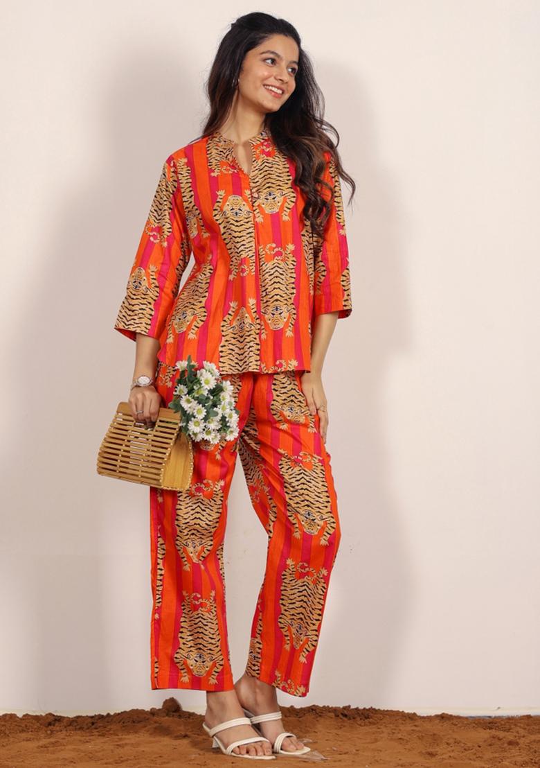 Multi Color Printed  Cotton Co Ord Set