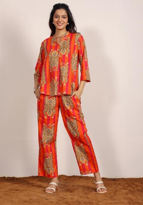 Multi Color Printed  Cotton Co Ord Set