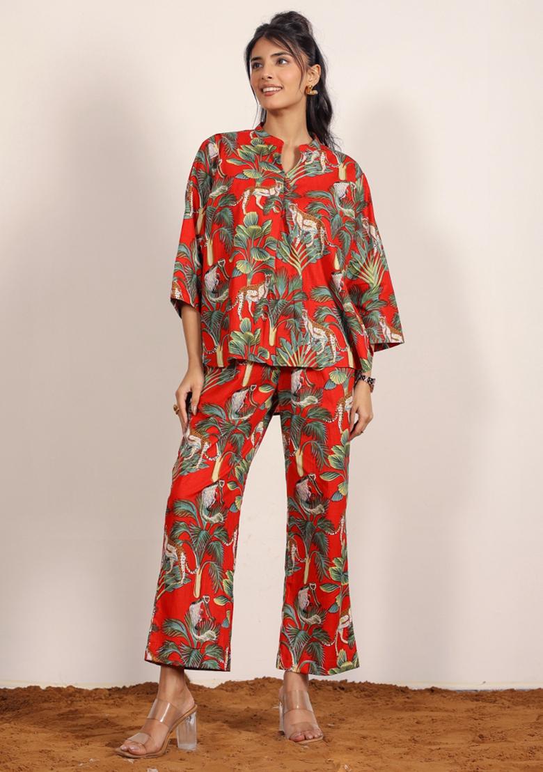Multi Color Printed  Cotton Co Ord Set