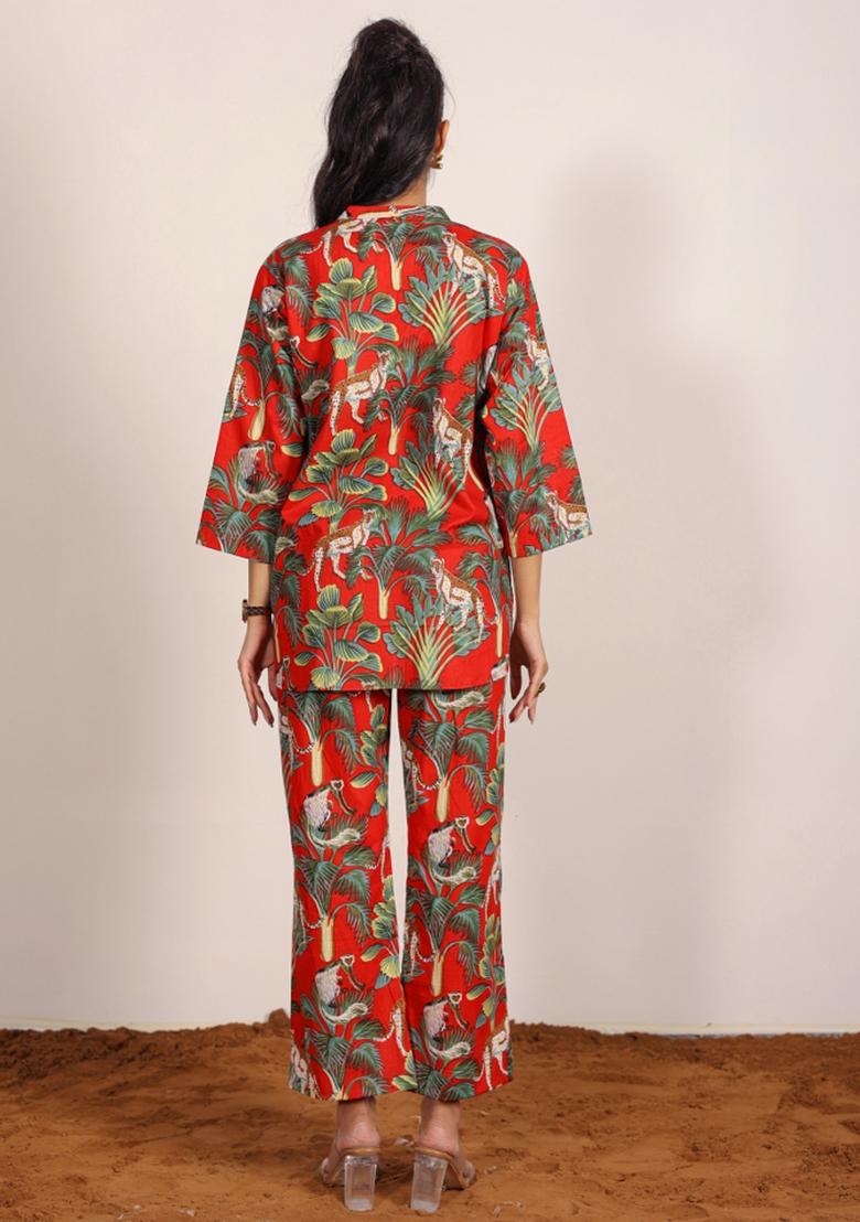 Multi Color Printed  Cotton Co Ord Set