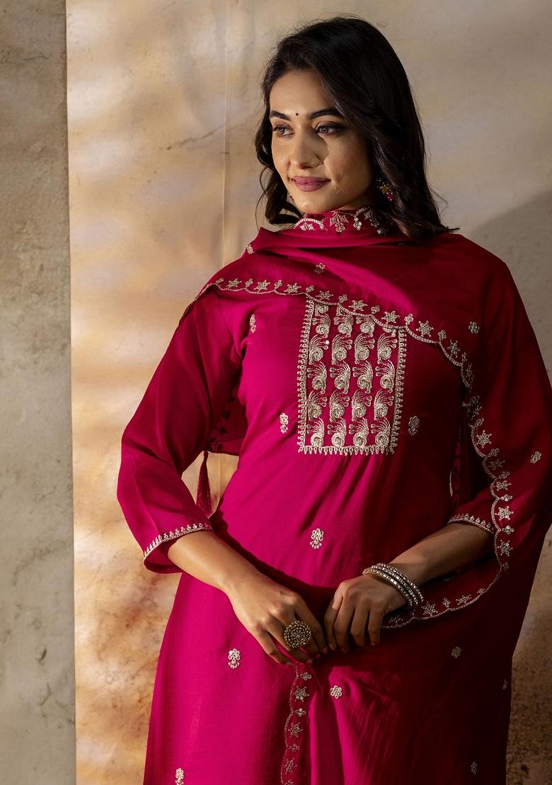 Pink Embroidered Silk Salwar Kameez