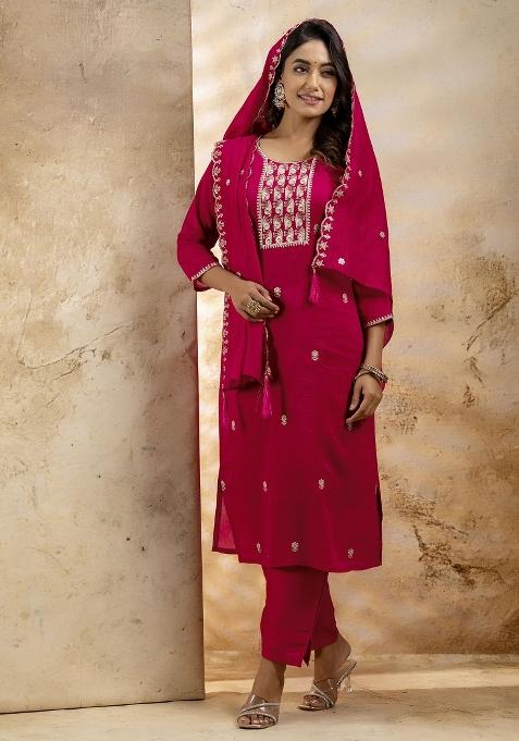 Pink Embroidered Silk Salwar Kameez