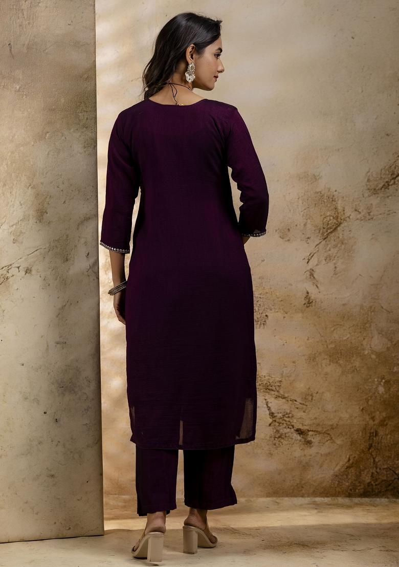 Purple Embroidered Silk Salwar Kameez