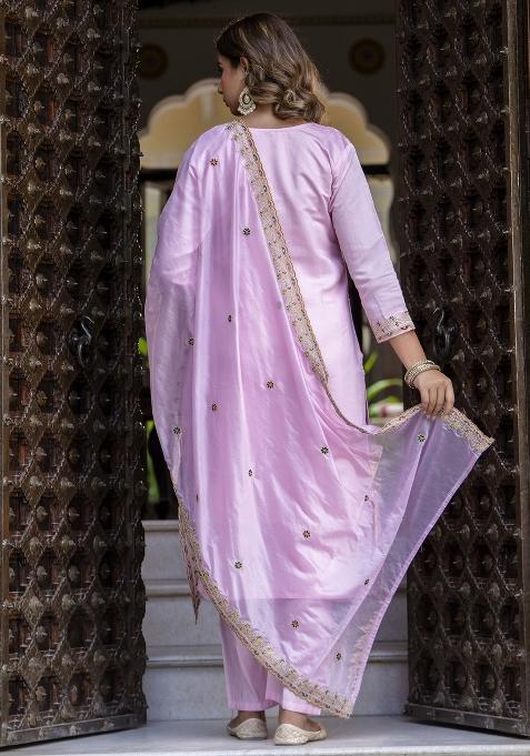 Light Pink Embroidered Silk Salwar Kameez