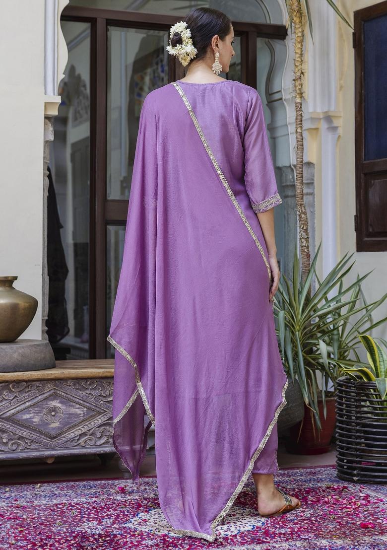 Levender Embroidered Silk Salwar Kameez
