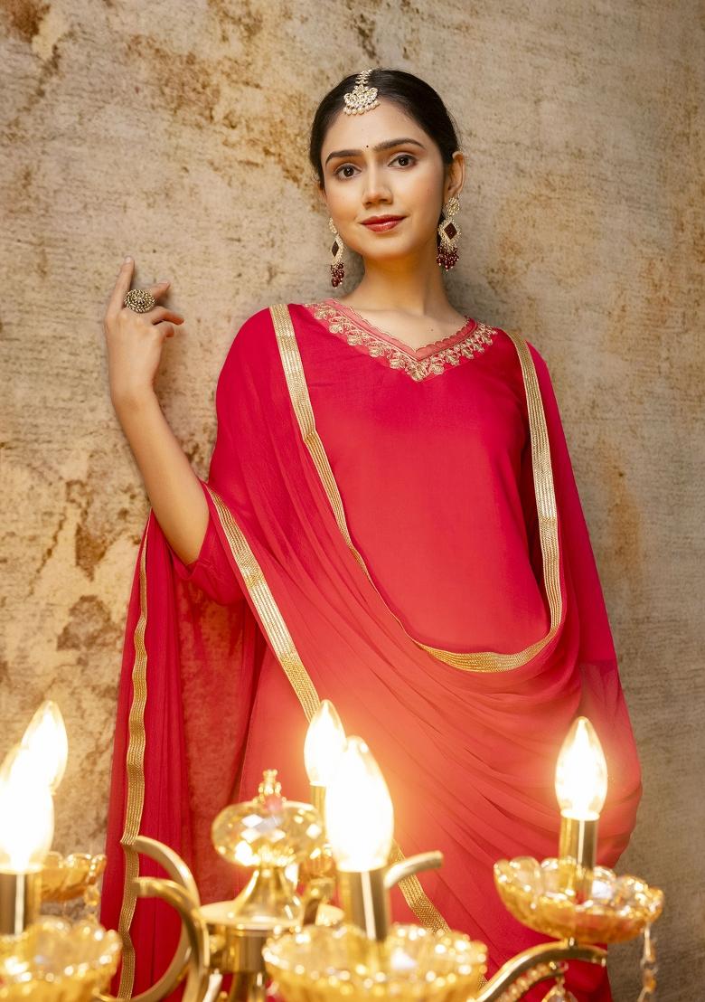 Pink Embroidered Silk Salwar Kameez