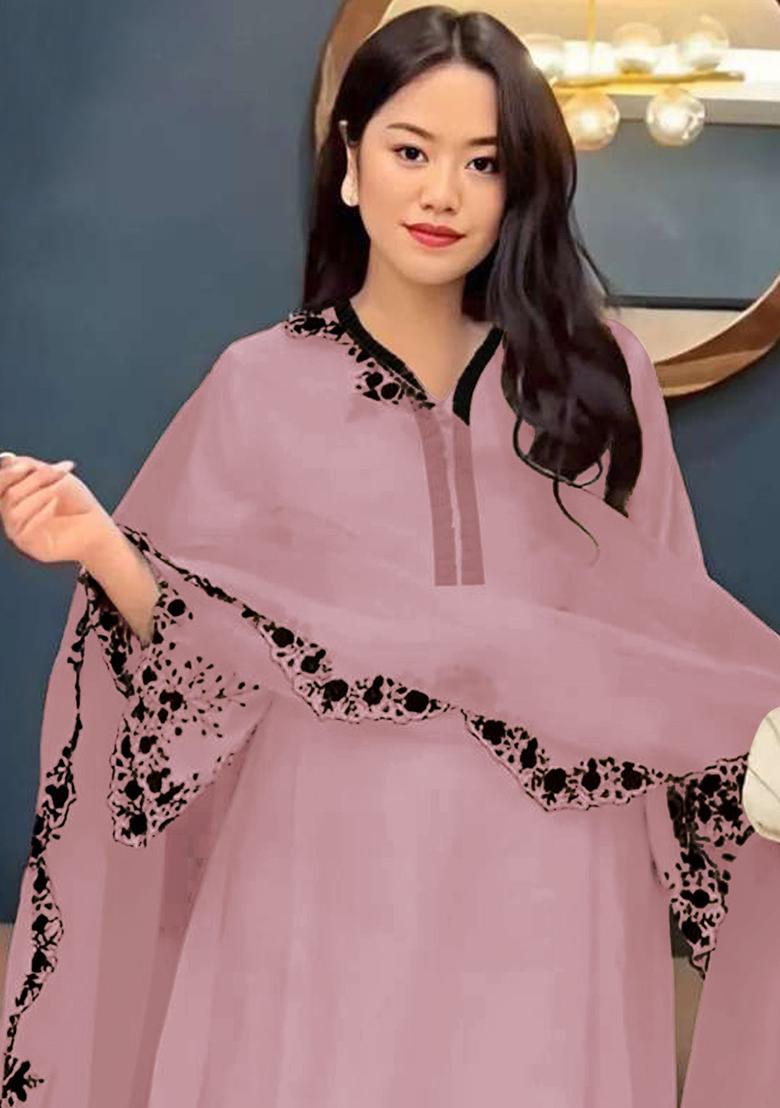 Pink Embroidered Georgette Pakistani Salwar Kameez With Dupatta