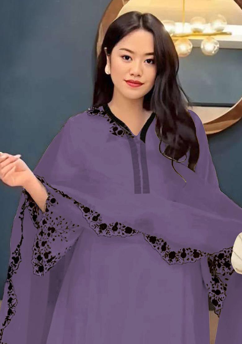 Purple Embroidered Georgette Pakistani Salwar Kameez With Dupatta