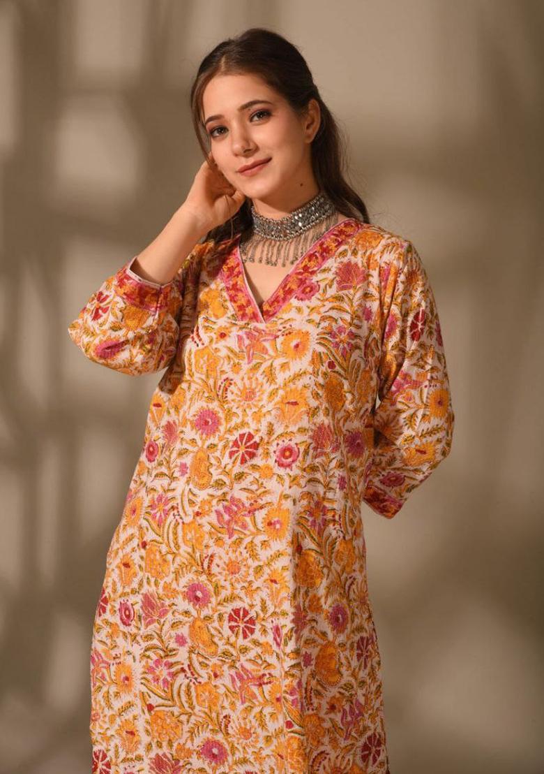 Orange Digital Printed Rayon Co Ord Sets