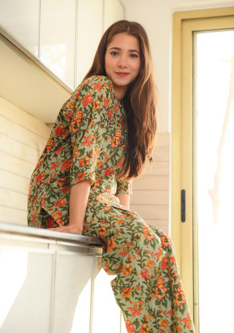 Green Digital Printed Rayon Co Ord Sets