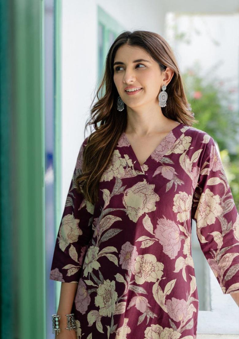 Purple Digital Printed Rayon Co Ord Sets