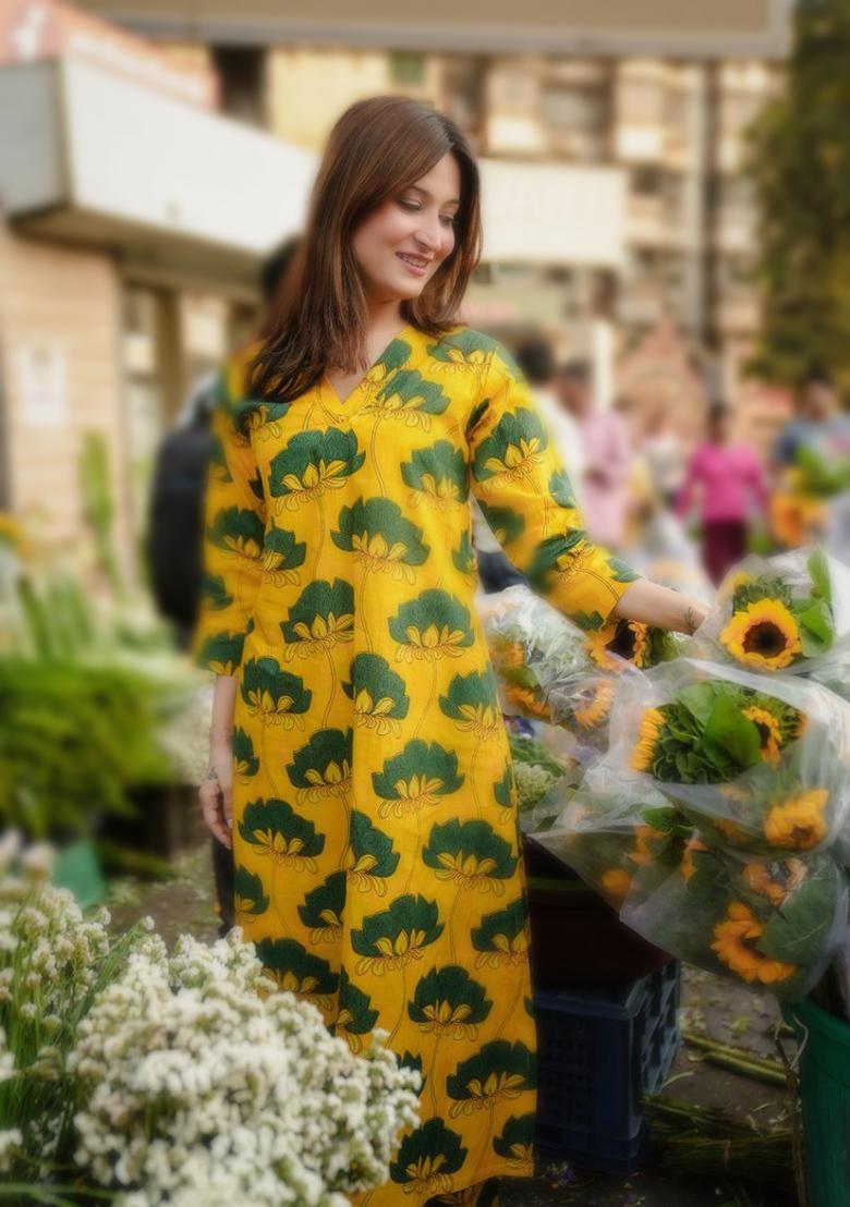 Yellow Digital Printed Rayon Co Ord Sets