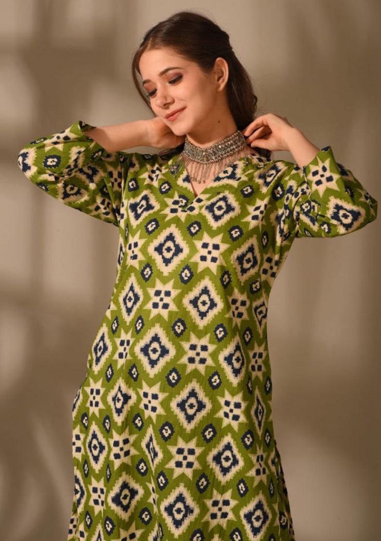 Green Digital Printed Rayon Co Ord Sets