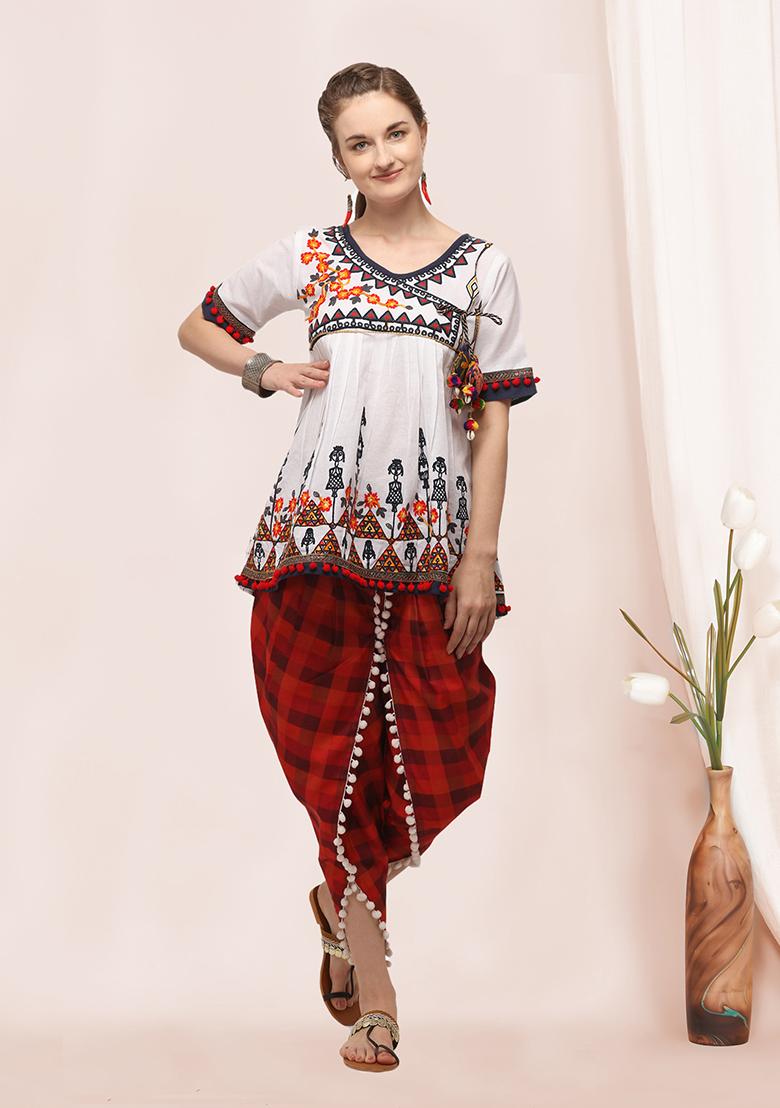 White Aari Work Cotton Salwar Kameez