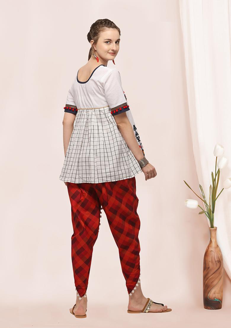 White Aari Work Cotton Salwar Kameez