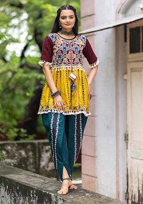 Wine Aari Work Cotton Salwar Kameez