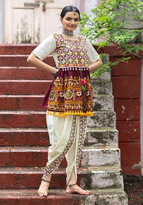 Wine Aari Work Cotton Salwar Kameez