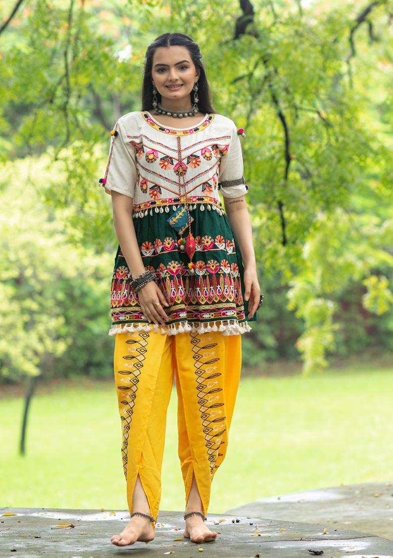 Green Aari Work Cotton Salwar Kameez