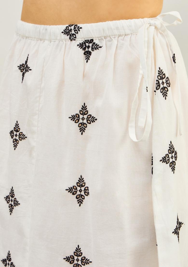 White Embroidered Cotton Cambric Co Ord Set