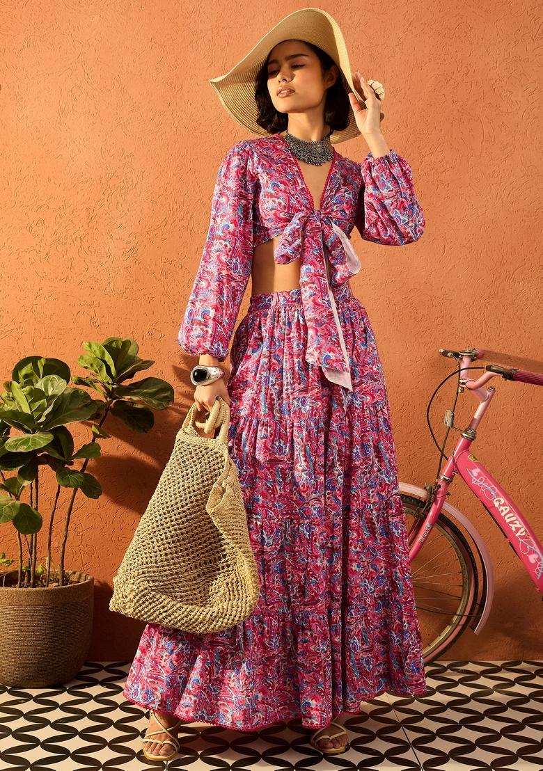 Pink Lace Detail Cotton Cambric Co Ord Set