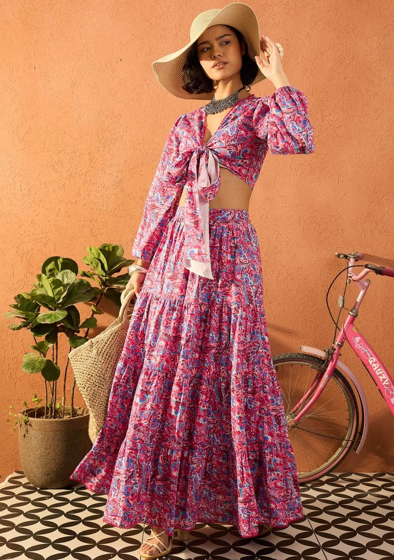 Pink Lace Detail Cotton Cambric Co Ord Set
