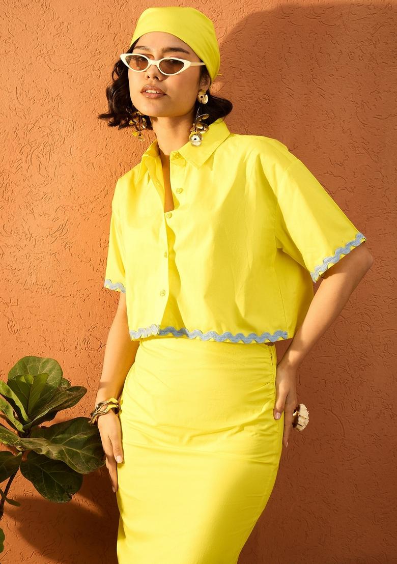 Yellow Solid Poplin Co Ord Set