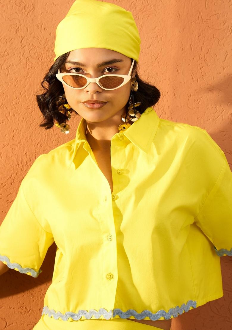 Yellow Solid Poplin Co Ord Set