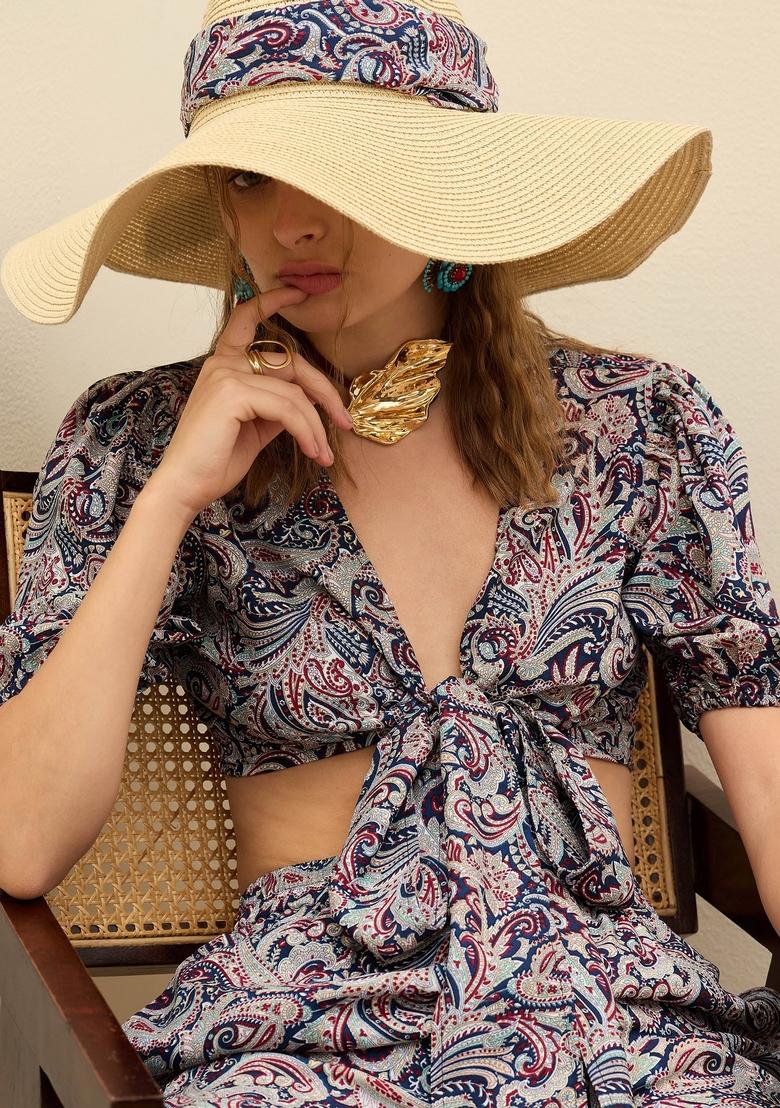 Blue Embroidered Summer Cool Co Ord Set