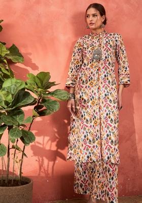 White Embroidered Cotton Cambric Co Ord Set