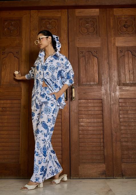 White Embroidered Cotton Co Ord Set