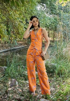 Grey Embroidered Cotton Co Ord Set