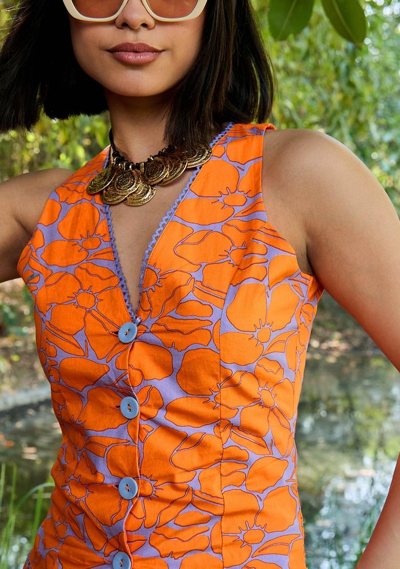 Grey Embroidered Cotton Co Ord Set