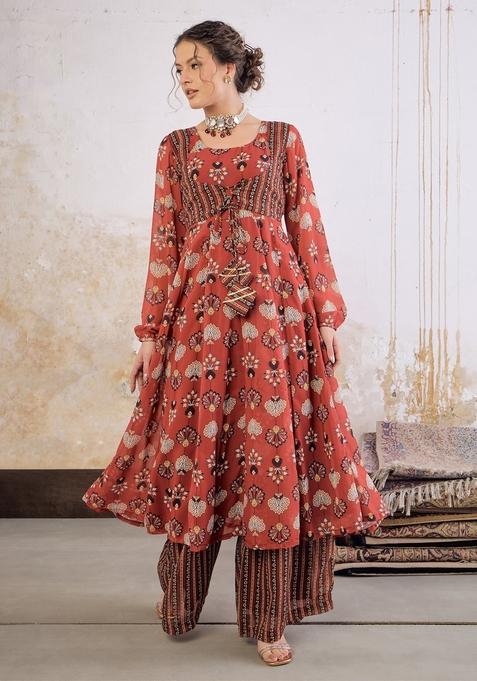 Maroon Embroidered Polyester Co Ord Set