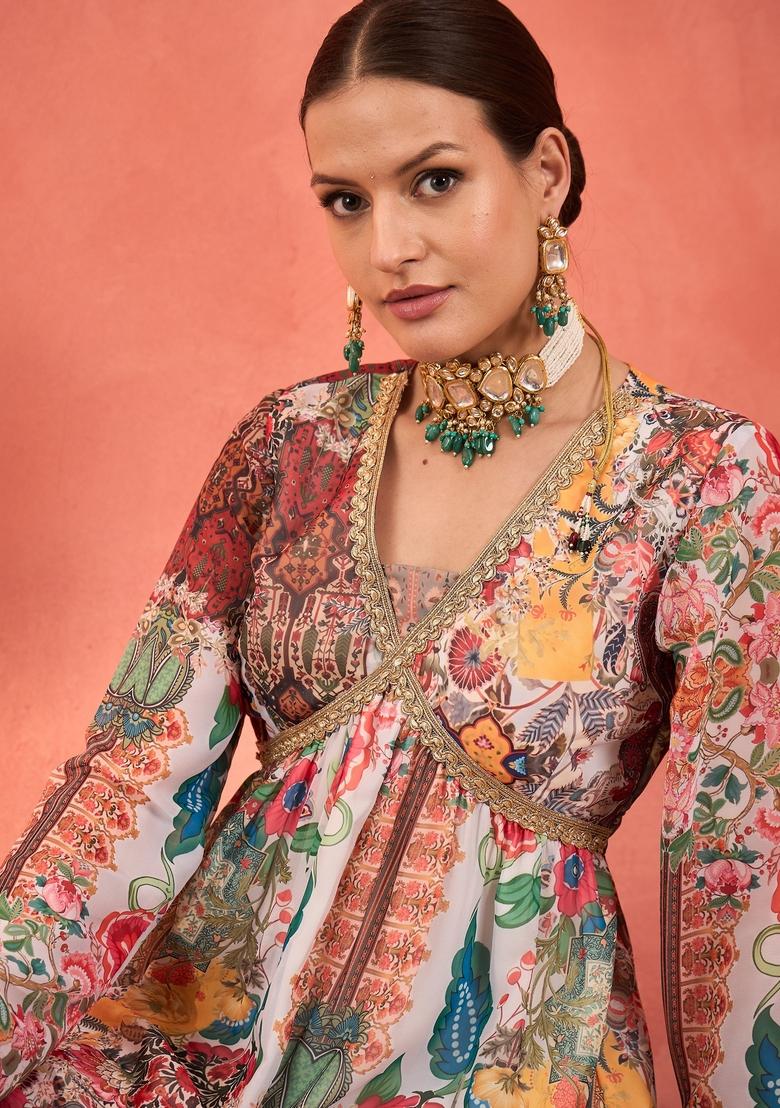 White Embroidered Polyester Co Ord Set