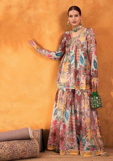 White Embroidered Polyester Co Ord Set