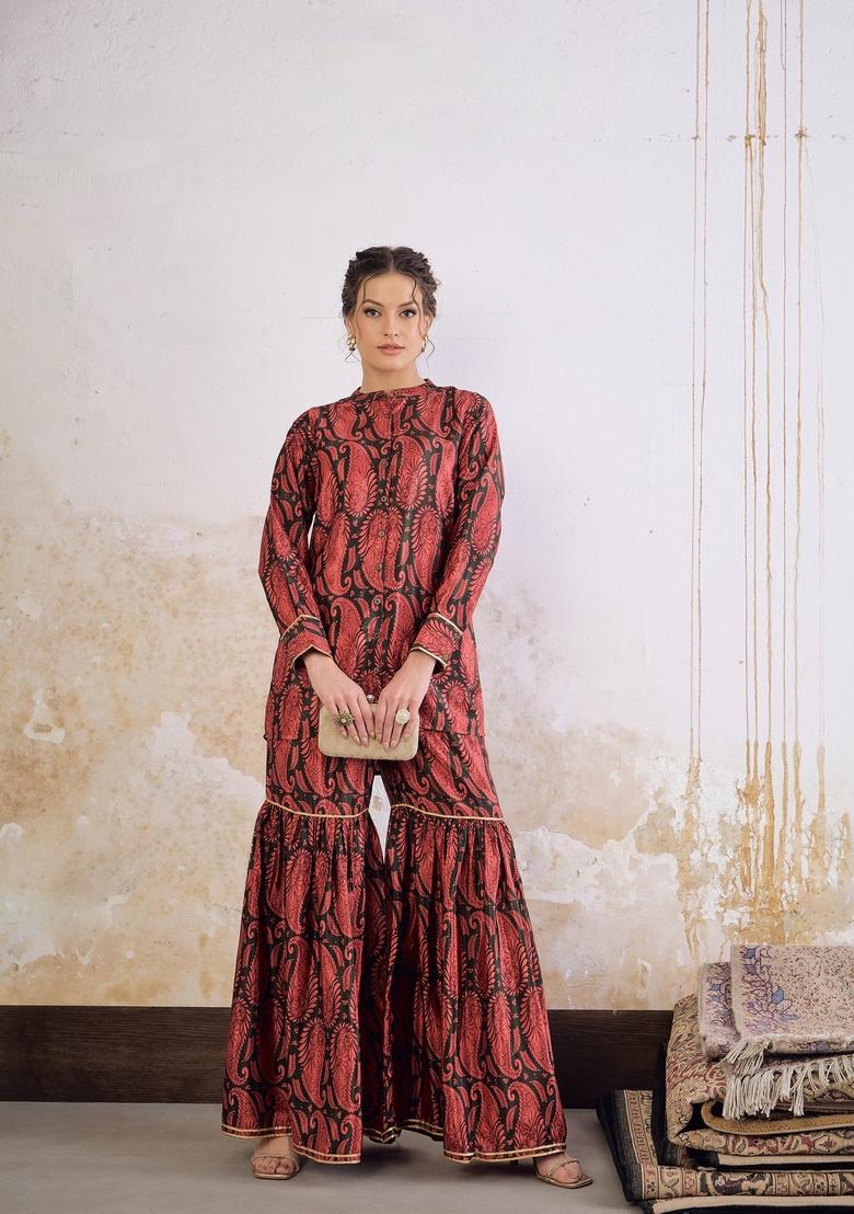 Emerald Green Embroidered Polyester Co Ord Set