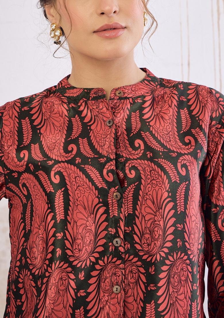 Emerald Green Embroidered Polyester Co Ord Set