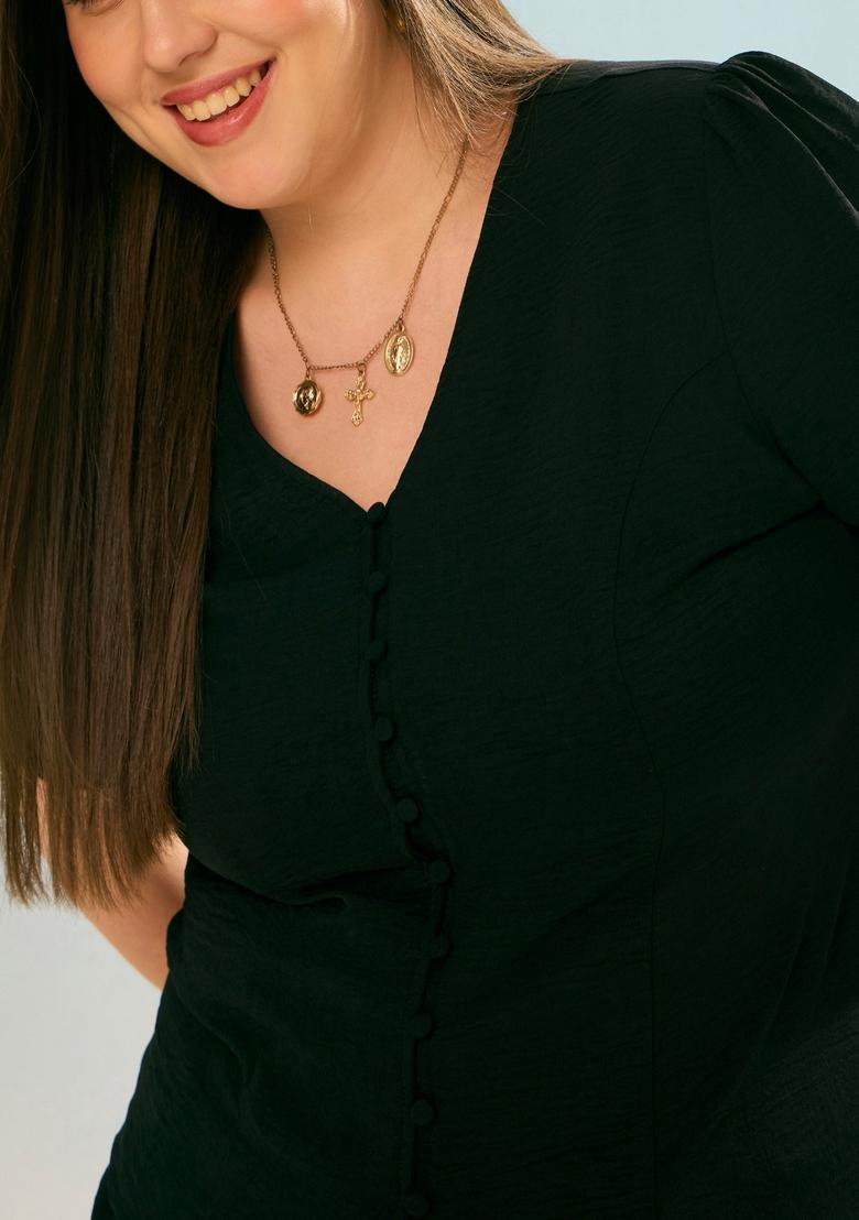 Black Embroidered Polyester Co Ord Set