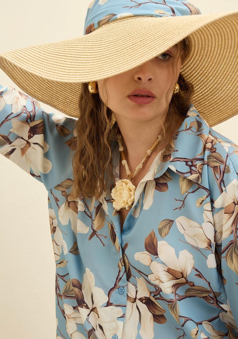 Blue Embroidered Polyester Co Ord Set