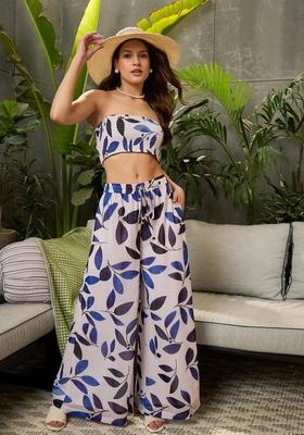 White Embroidered Polyester Co Ord Set