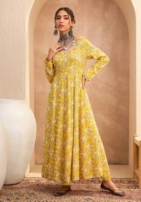 Yellow Embroidered Rayon Co Ord Set