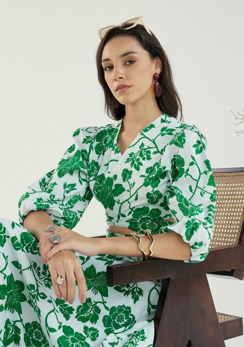 White Embroidered Cotton Co Ord Set