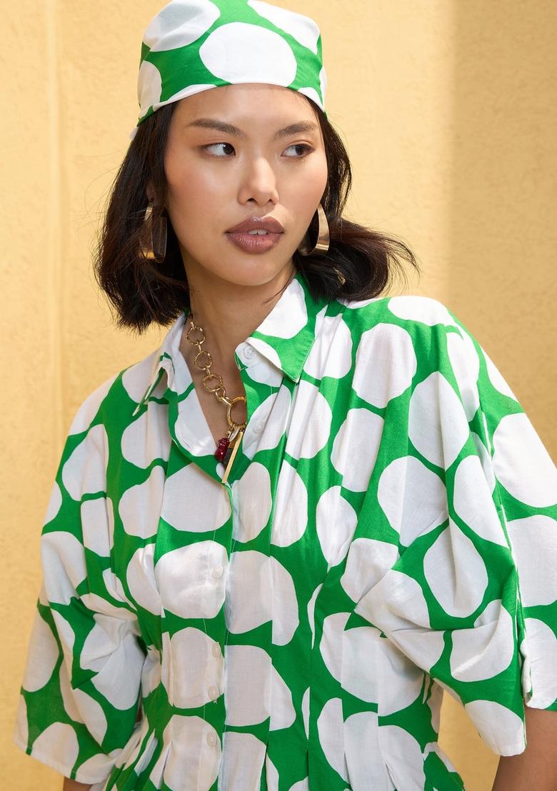 Green Embroidered Cotton Co Ord Set