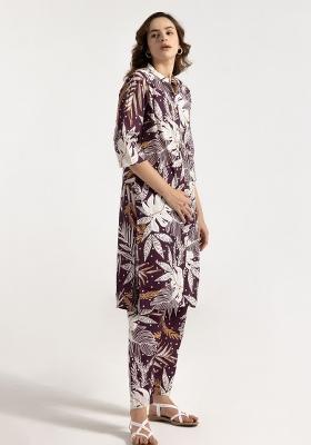 Purple Printed Rayon Salwar Kameez