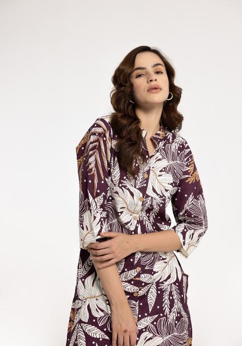 Purple Printed Rayon Salwar Kameez