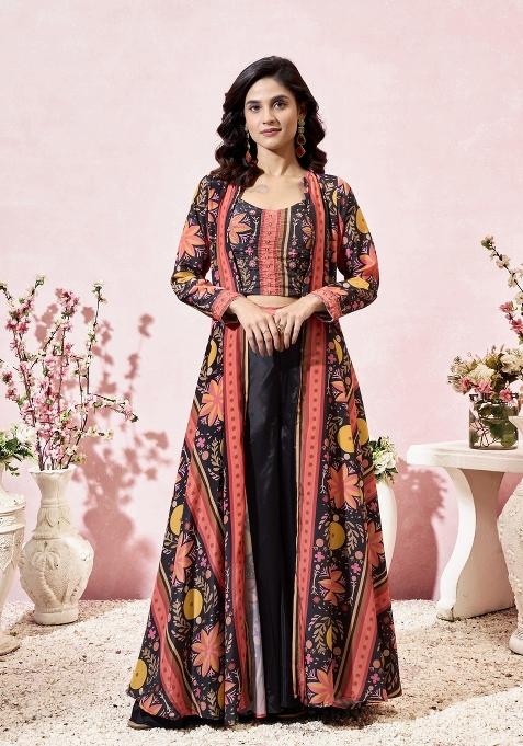 Multi Printed Crepe Salwar Kameez With Dupatta